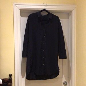 James Perse Navy Button-Up Midi Dress